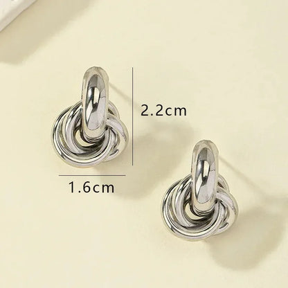 Fashion Stainless Steel Chunky Knot Earrings for Women Vintage Simple Multi-layer Circle Round Drop Earrings Punk Jewelry Gif