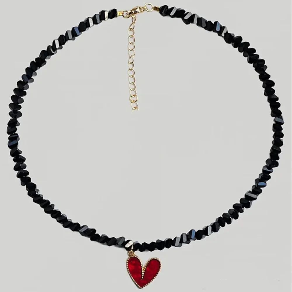 Fashion Punk Exaggerate Chain Crystal Heart Shaped Pendant Multilevel Punk Necklace For Women Vintage Choker Wedding Jewelry