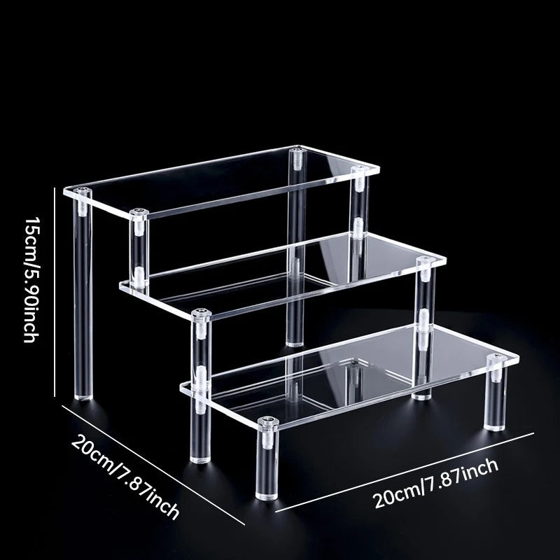 1-5 Tier Acrylic Display Stand Perfume Doll Clay Figurine Blind Box Storage Rack Transparent Ladder Makeup Organization W-2 -