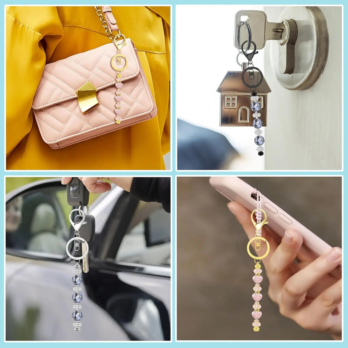 6/12/20/30Pcs Metal Beadable Keychain Bars Beading Key Chain Bar Blanks for Beads Pendant Jewelry Charms Lanyard DIY Crafts G
