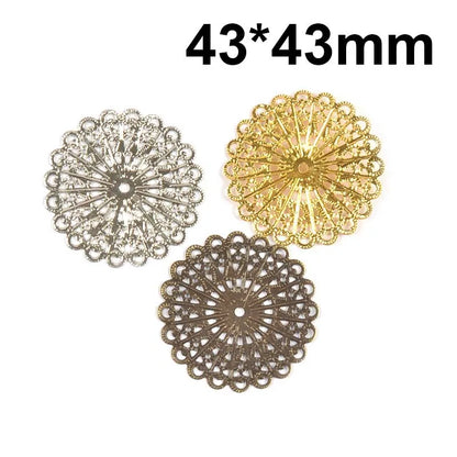 Round Flowers Filigree Wraps Connectors Metal Crafts Supplies For DIY Jewelry Accessories Findings Making Scrapbook Home Deco