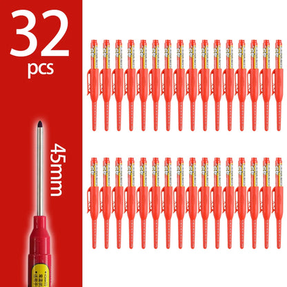 4-60Pcs 45mm Long Nib Head Carpenter Pen Deep Hole Marker Pens Black/Blue/Red/White for Measuring Woodworking Hand Tools
