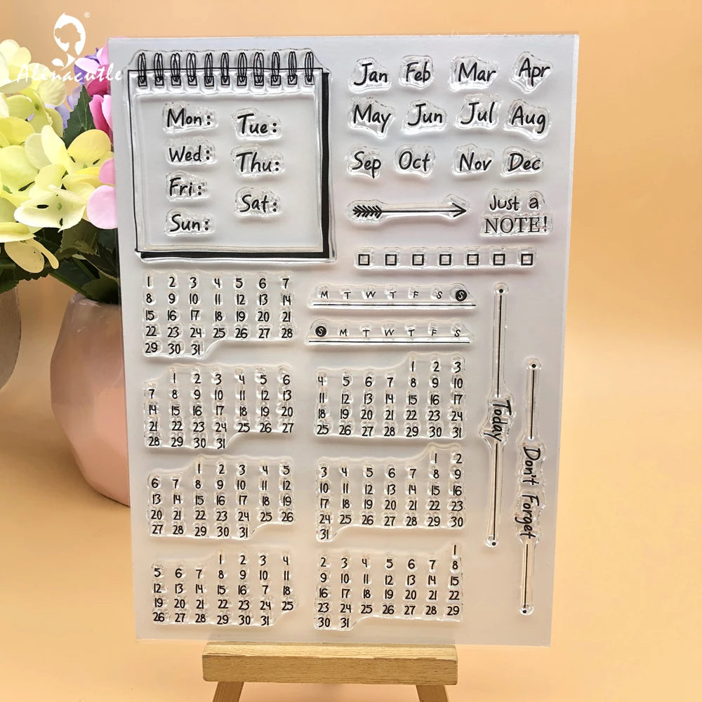 Alinacutle CLEAR STAMPS Calendar Journal Deco Scrapbooking Card Album Paper Craft Rubber Transparent Silicon Clear Stamp - Ca