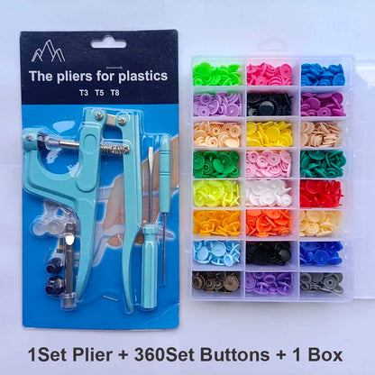 T5 Resin Snap Buttons Set Snaps U Shape Fastener Snap Pliers Buttons Kit Snaps Cloth Buttons DIY Sewing Machine Crafting Tool