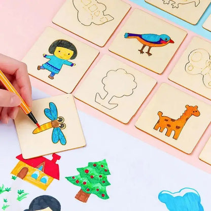 42pcs Wooden DIY Drawing Template Templates With Markes, Children's Drawing Template Drawing Tool Set