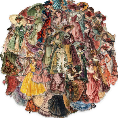 50PCS Vintage European and American Character Stickers for Mobile Phones, Laptops, Cups, Photo Frames, DIY Decorative Sticker