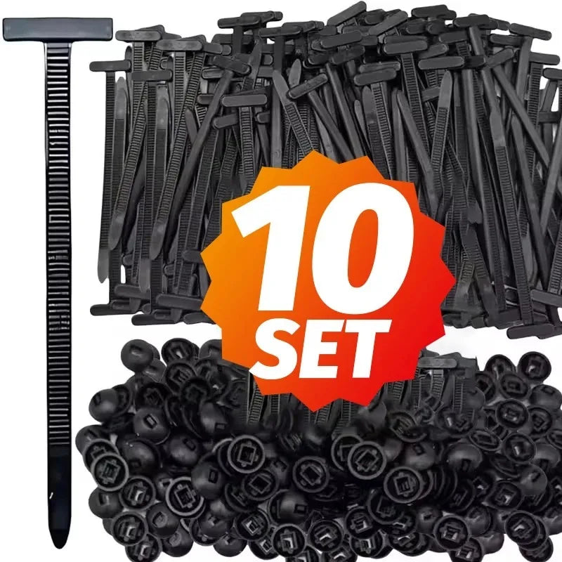 Nylon Cable Tie Buckle Heavy Duty Zip Ties with Pin Button Universal Self-locking Zip Ties Tool Car Daily Repair Fastening St