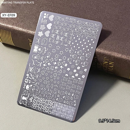 Elegant Grid Nail Stamping Plates 10*15cm Plus Size Plaid Line Stripe Butterfly Flower Design Nail Art Plates DIY Printing To