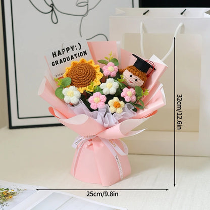 Graduation Bouquet Artificial Crochet Bouquets Hand-woven Flower Bouquet Gifts Teacher's Day Graduation Gift Flowers - S1