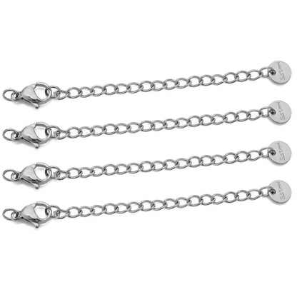 10pcs Stainless Steel Extension Chains with Lobster Clasps Connector Link Necklace Tail Making DIY Bracelet Accessories Suppl