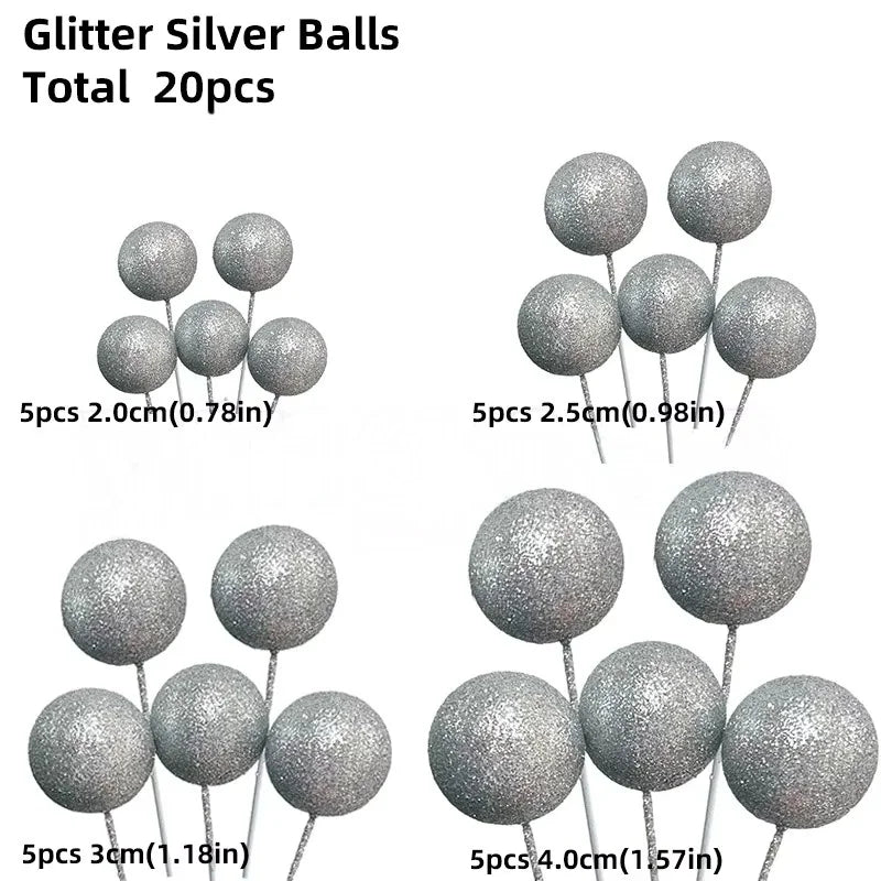 20 Pcs Ball Cake Topper Decorations Mini Balloons Cake Topper Sticks Gold Balls Cake Picks Cake Topper Balls Cake Decorations