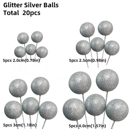 20 Pcs Ball Cake Topper Decorations Mini Balloons Cake Topper Sticks Gold Balls Cake Picks Cake Topper Balls Cake Decorations