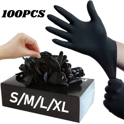 10/20/50/100PCS Black Nitrile Disposable Gloves for Work Latex Free Home Cleaning Glove Textured Mechanic Tattoo Hair Dye Bea