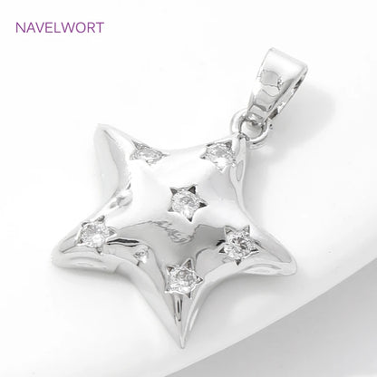 Pendants For Necklace Accessories 18K Gold Plated Brass Inlaid Zircon Moon/Star Charm Pendant DIY Jewelry Making Supplies