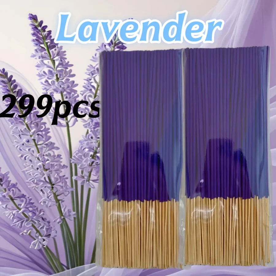 Available in 57/129/299 Pieces, Lavender Premium Incense Sticks, 8.66 Inches - 30~40 Minutes Burning Time, Light Fragrance, S