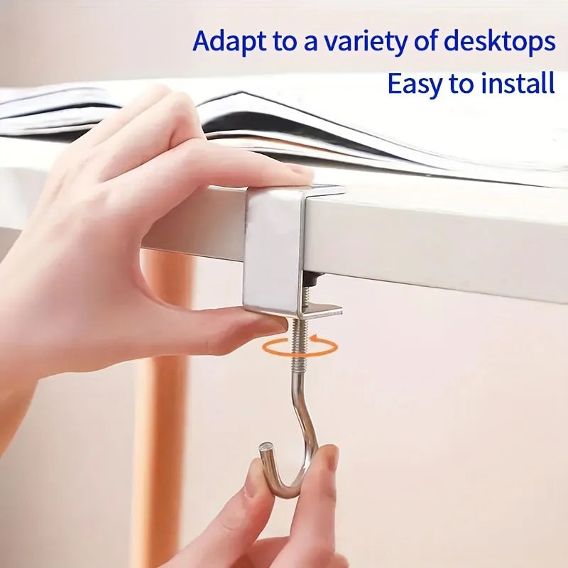 5/10pcs Desktop Hook, Universal Adjustable, No Need to Drill Holes Portable Table Edge Hook, Hanging Backpack, Headphones
