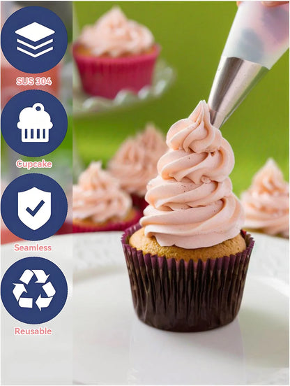 8pcs Piping Nozzles Set, Stainless Steel Icing Nozzles, Cream Cake Piping Tips For Dessert Biscuit Cup Cake, Kitchen Accessor