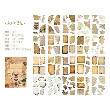 20 Sheets Vintage Scrapbooking Stickers Books PET Materials Creative DIY Journal Collage Material Journaling Supplies Sticker