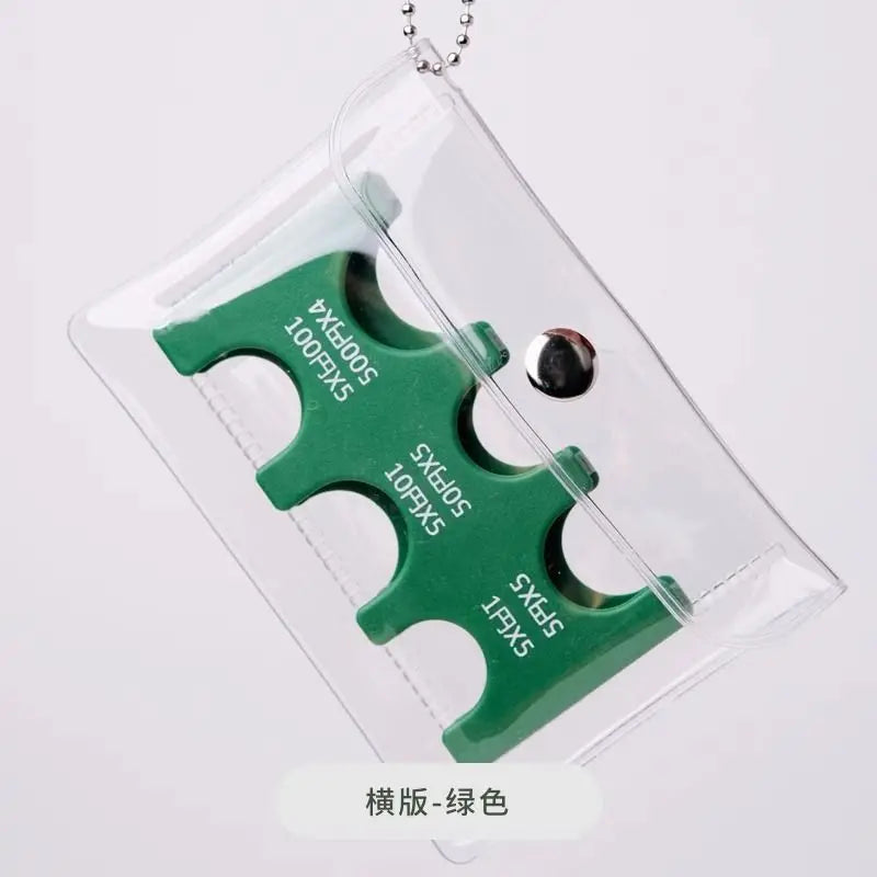 Japanese Coin Holder Wallet ,Coin Wallet,Mini Wallet,PVC Wallet,Portable Small Change Purse ,Transparent Card Case - Green