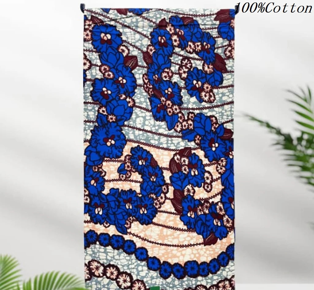 New African Ankara Batik Fabric Super Real Wax African Cotton Material Prints Wax Tissu For Sew 6yards - AS PICTURE B
