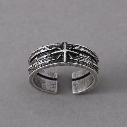 Retro Stary Night Art Ring For Men Silver Color Punk Gothic Adjustable Open Ring Rock Handmade Unisex Jewelry Accessories Gif
