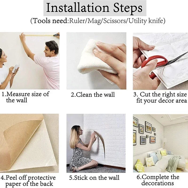 70cmx1/5/10m 3D Wallpaper Decoration Self-adhesive Antique Foam Brick Wallpaper Living Room Bedroom Waterproof 3d Wall Sticke