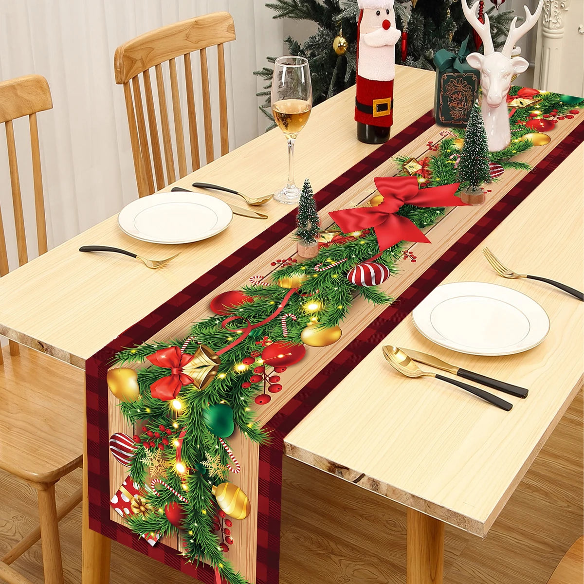 Christmas Table Runner Merry Christmas Decoration for Home Xmas Party Decor 2025 Navidad Notal Noel Ornament Happy New Year 2
