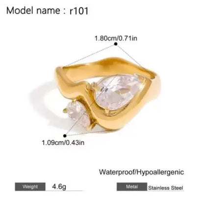 Fashion Simple Stainless Steel Rings For Women Gold Color Smooth Geometric Open Rings Arc Rings Diamonds Jewellery Ring Gift 