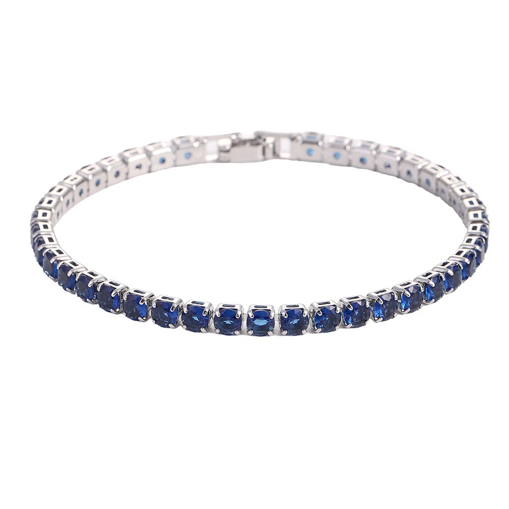 Luxury Hiphop Iced Out 4mm Cubic Zirconia Crystal Tennis Bracelets For Women Men Gold Color Silver Color Bracelet Chain Jewel