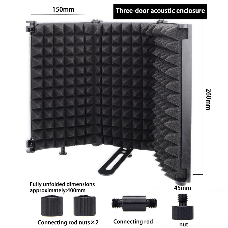 3/5, panel recording spray screen, noise-reducing and sound-absorbing microphone, high-density absorption foam for filtering 