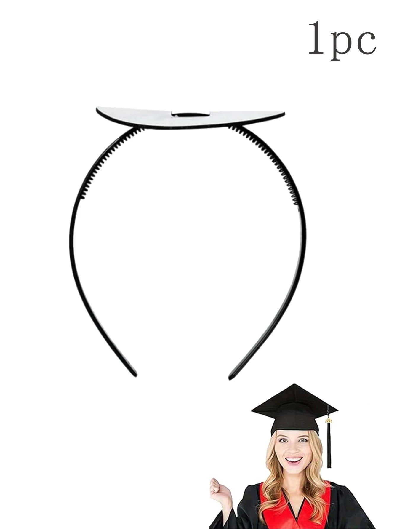 Graduation Hat Headband-Graduation Hat Headband, Firm Slip Graduation Hat Headband, Graduation Hat Accessories Black - 1pc