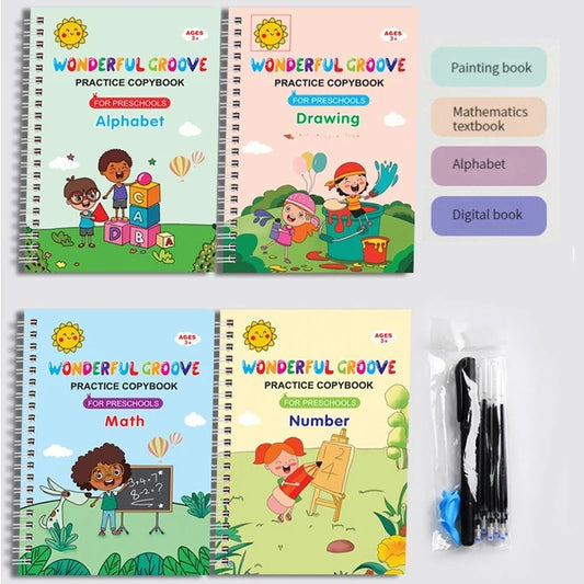 Copybooks Pen Magic Copy Book Free Wiping Writing Sticker Practice for Calligraphy Kids Learning Books Grooves Template Desig