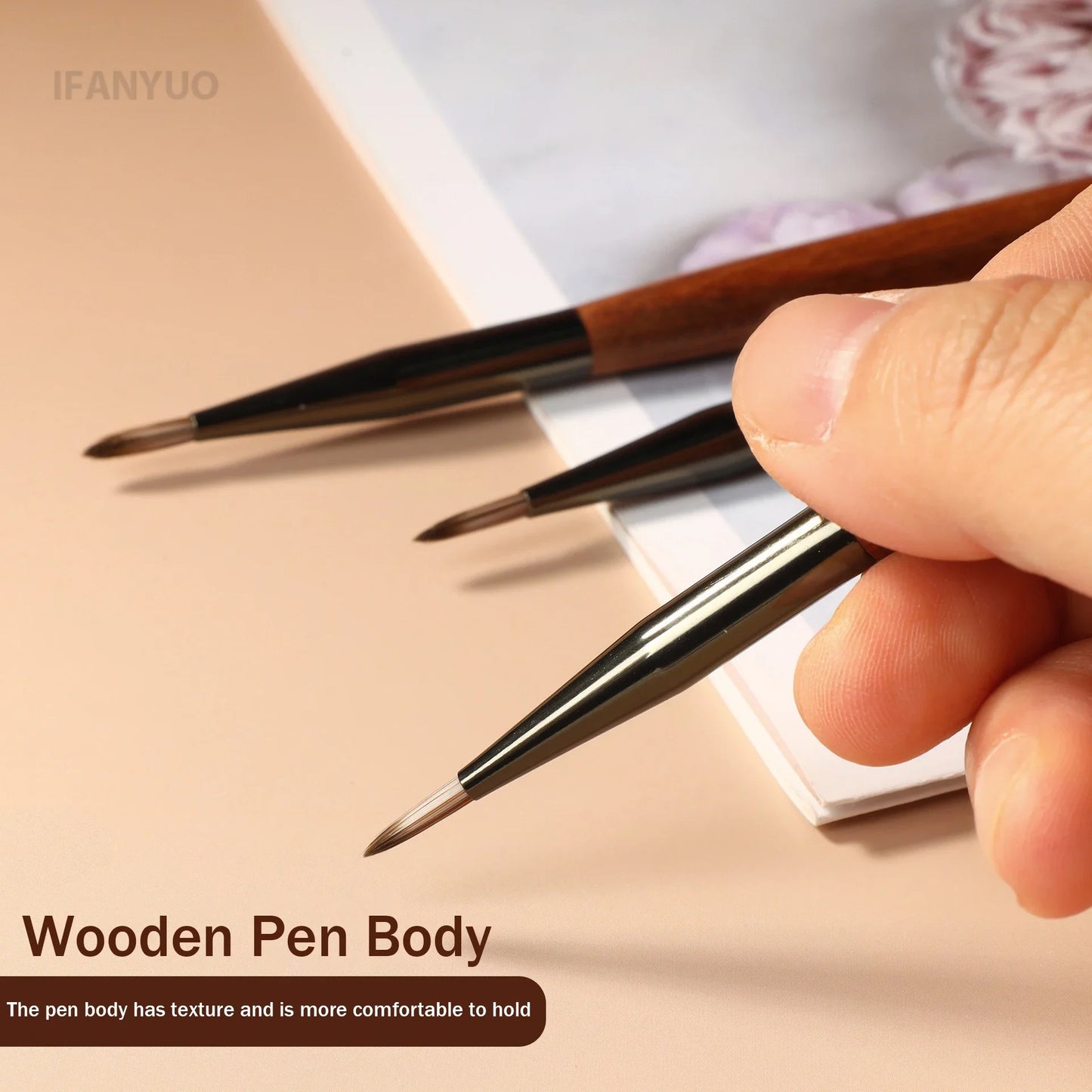 Soft Nylon Wood Handle Watercolor Nail Brush Nail Art Liner Brush Stripes Grid Flower Butterfly Painting Drawing Manicure Too