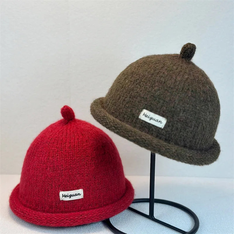 2025 Women's Winter Beanies Turned-up Brim Knitted Woolly Hat Keep Head Warm Knitted Cap Minimalist Style Fashion Accessories
