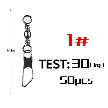 50Pcs Stainless Steel Snap Swivel Saltwater High Strength Snaps Fishing Barrel Line Connector Barrel Safety Snap Fishing Tack