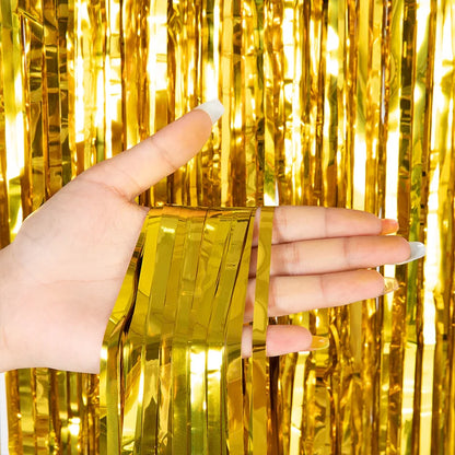 as a Party Metallic Tinsel Foil Fringe Curtains Backdrop for Birthday New Year Eve Party Photo Wedding Baby Shower Decor - go