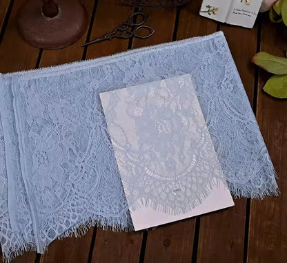26cm Wide Eyelashes Lace Trim DIY Handmade Decoration Clothing Wedding Dress Lace Skirt Sleeve Accessories Fabric - light blu