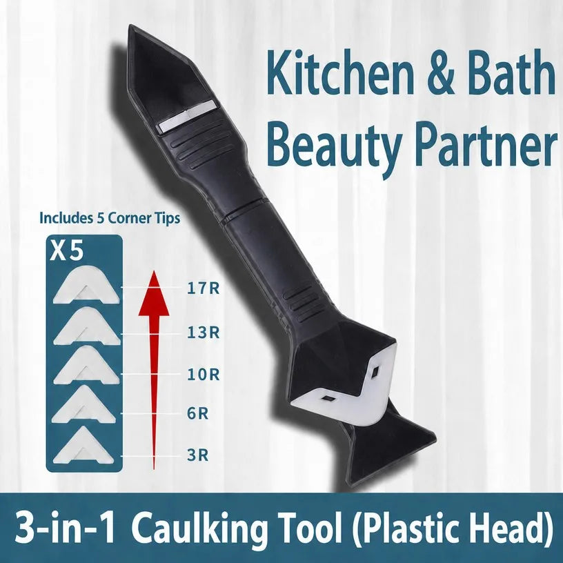 Silicone Caulking Tool | 5-in-1 Sealant Finishing Tool | Caulk Remover Glass Glue Angle Scraper for Bathroom, Kitchen, Floor
