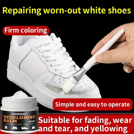 LOORSAN New White Shoe Edge Restorer 35g - Professional Shoe Repair Cream for Sneakers, Boots, Leather, Easy Apply Color Fix