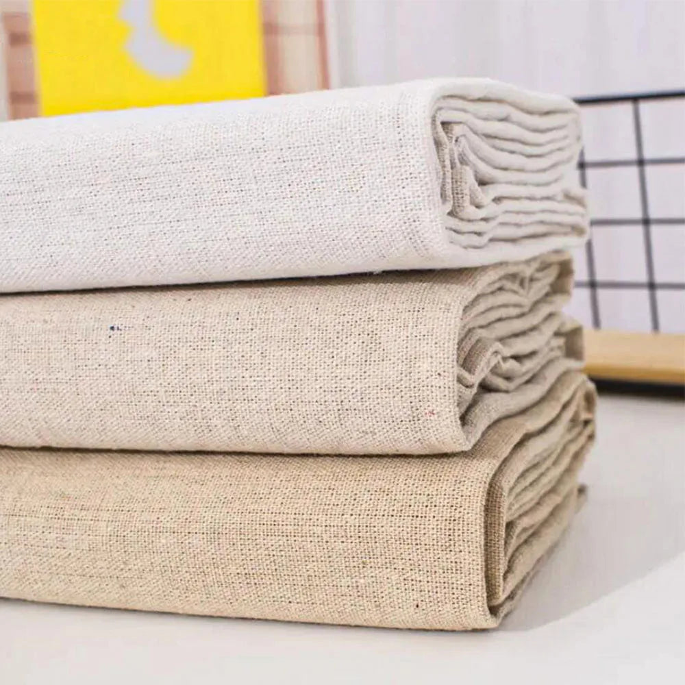 50x150cm Raw Cloth Hemp Cotton Linen Fabric Burlap Texture for Sewing Patchwork Painting Quilting Table Runner Party Decorati