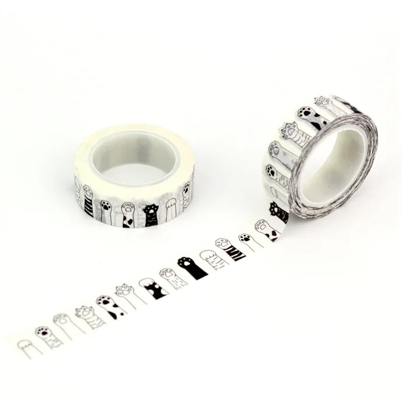 NEW 1PC 10M Decorative Black and White Japanese Washi Tape Set DIY Journaling Adhesive Moon Masking Tape Cute Stationery - NO