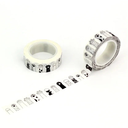 NEW 1PC 10M Decorative Black and White Japanese Washi Tape Set DIY Journaling Adhesive Moon Masking Tape Cute Stationery - NO