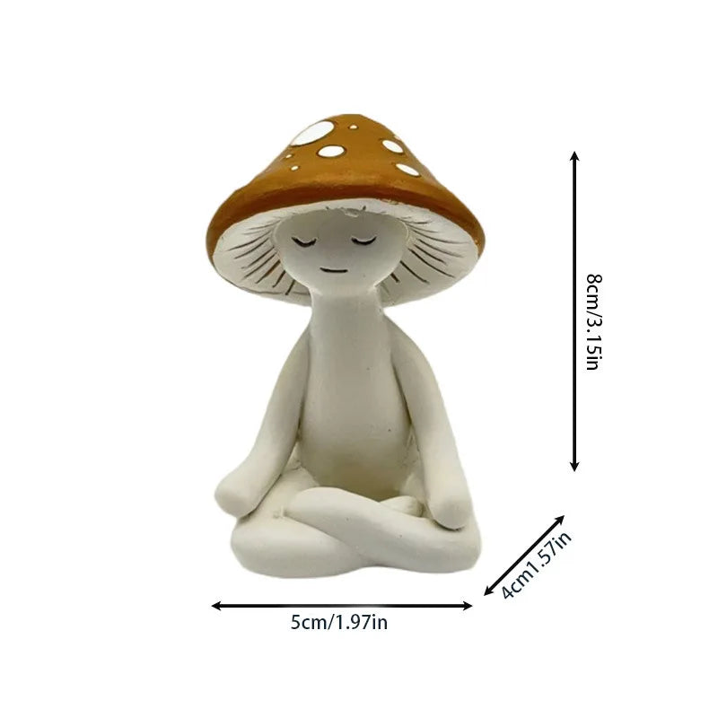 Cute Meditation Yoga Mushroom Desktop Ornaments Resin Craft Decors Home Living Room Decorations Garden Courtyard Creative Orn
