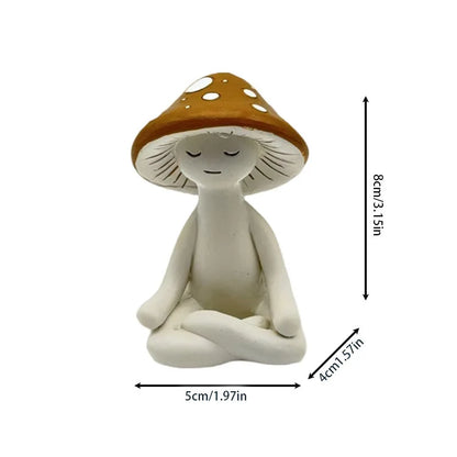 Cute Meditation Yoga Mushroom Desktop Ornaments Resin Craft Decors Home Living Room Decorations Garden Courtyard Creative Orn