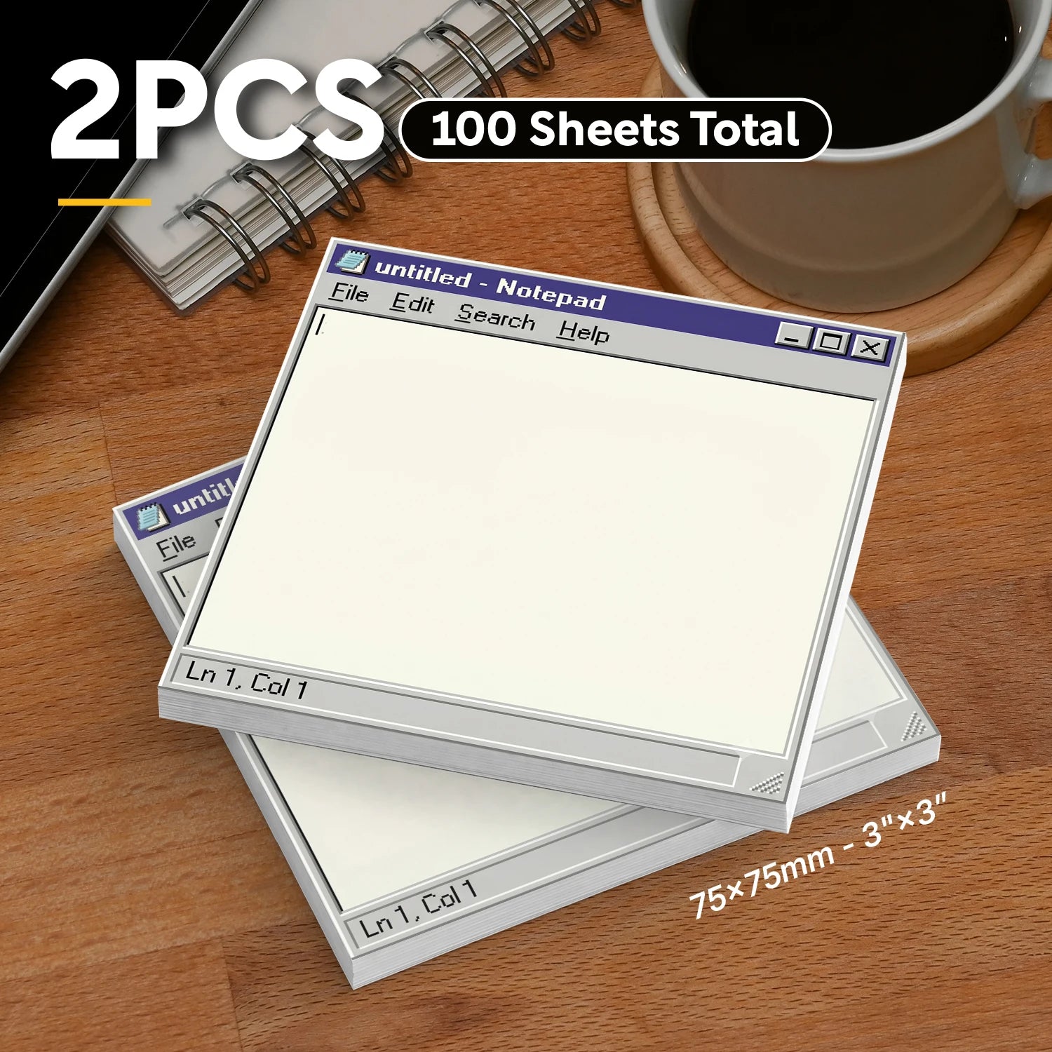 2 PCS 100 Sheets Total, Retro Computer Sticky Notes, Vintage Notepad Memo Pad, Old Windows Style Self-Adhesive Reminder Notes