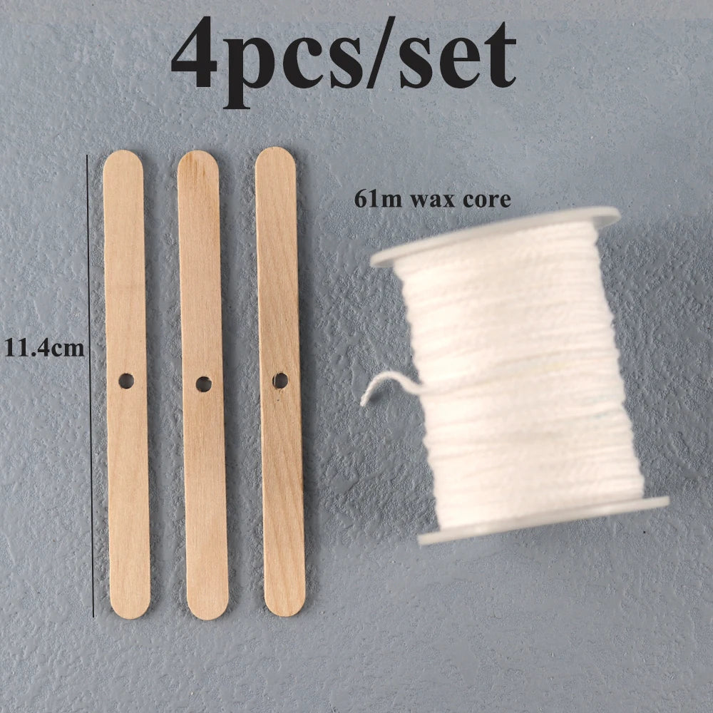 Smokeless Candle Wicks 2.6-20cm Pre-Waxed Cotton Core Wicks with Metal Sustainer Tabs DIY Handmade Candle Making Tools - 61m 