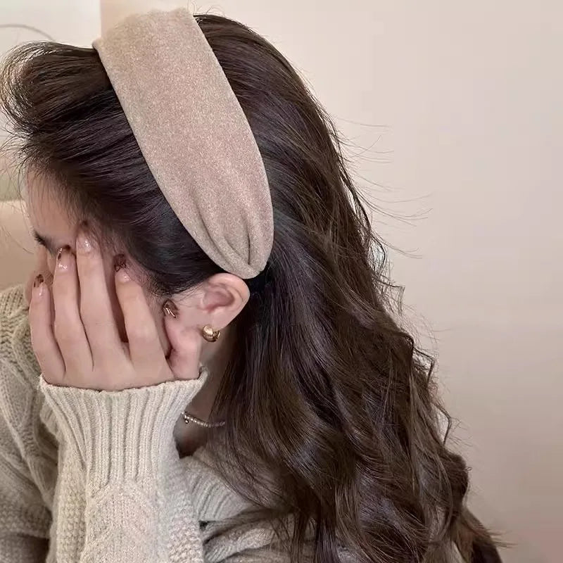 Vintage Solid Soft Cotton Hairband Women Girls Leopard Print Headband Sweet Hair Hoop Elastic Hair Band Fashion Hair Accessor