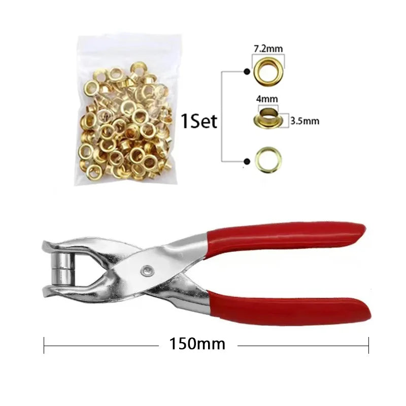 100sets 4mm Metal Eyelet and Eyelet Punch Die Tool Grommet DIY Manual Tools Kit Leather Craft Clothing Leather Belt Hat