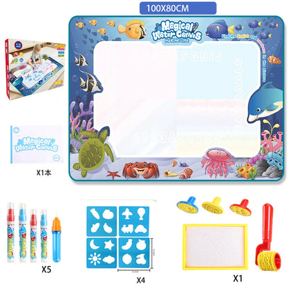 Magic Water Drawing Mat Reusable Doodle Painting Board with Pens Montessori Educational Toys for Kids Halloween Christmas Gif