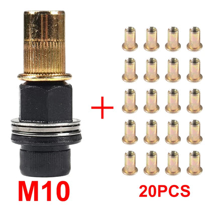 21pcs+1pc Hand Rivet Nut Manual Riveter Nut Tool Accessory for Nuts M4 M5 M6 M8 M10 Simple Installation - M10 with 21pcs